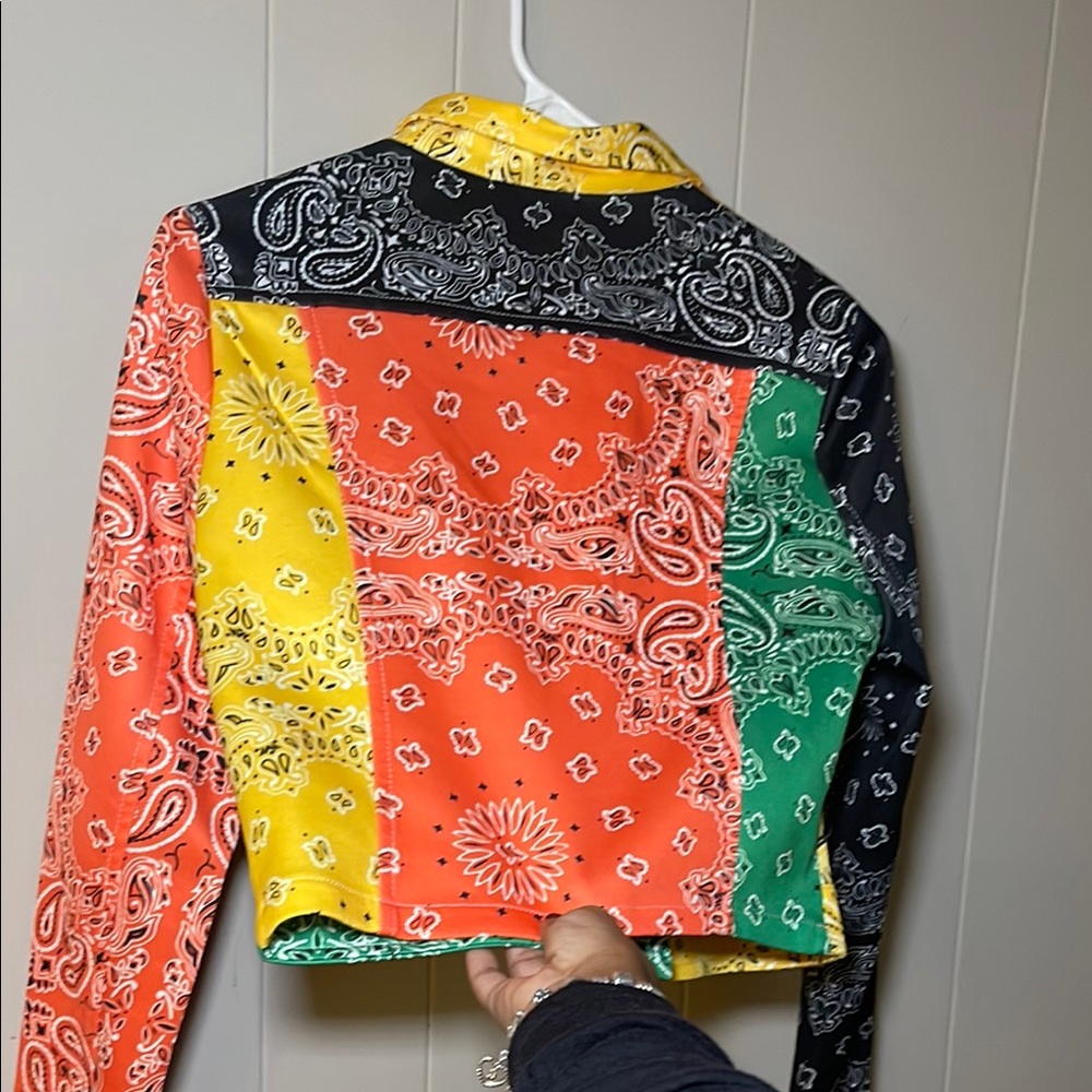Colorful Patchwork Bandana Jacket - image 3